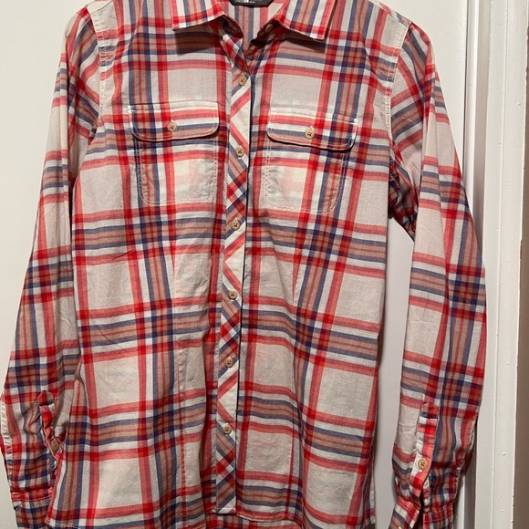 The North Face Womens Button Up Shirt Size Medium Plaid Roll Tab Sleeves - Picture 4 of 6